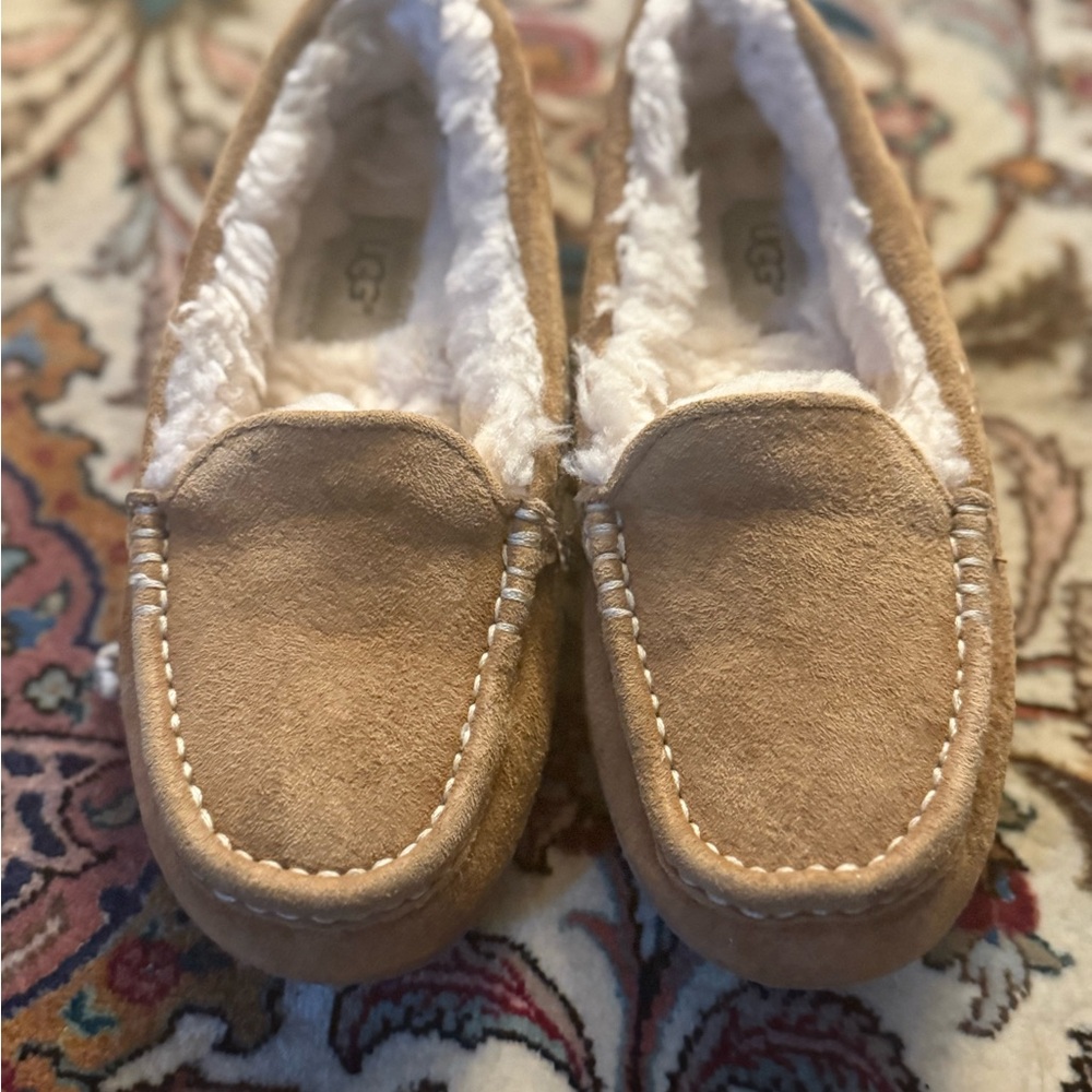 UGG Chestnut Suede Slippers with Plush Lining